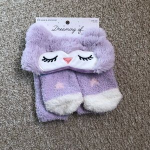 Owl eye mask and sock set NWT